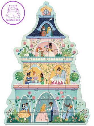 DJECO Podlahové obrysové puzzle Věž princezen 36 dílků