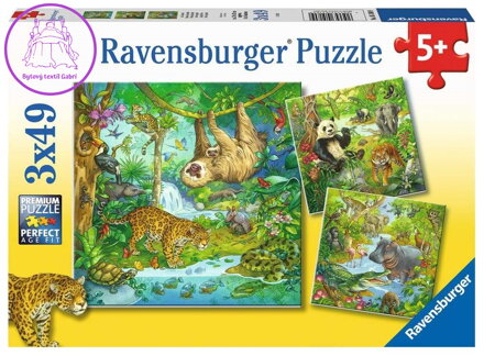 RAVENSBURGER Puzzle Zvířata v džungli 3x49 dílků
