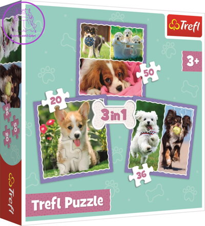 TREFL Puzzle Roztomilá štěňata 3v1 (20,36,50 dílků)