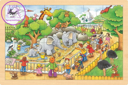 GOKI Dřevěné puzzle Návštěva ZOO 24 dílků