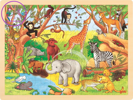 GOKI Dřevěné puzzle Afrika 48 dílků