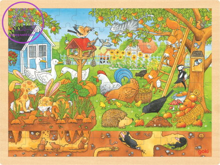GOKI Dřevěné puzzle Zákoutí naší zahrady 96 dílků