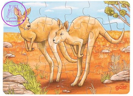 GOKI Dřevěné puzzle Australská zvířata: Klokani 24 dílků