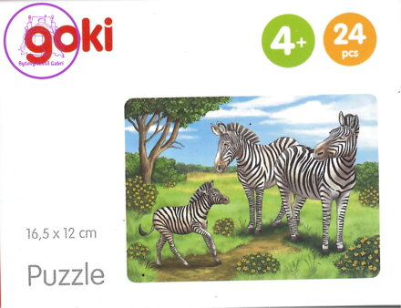 GOKI Dřevěné puzzle Africká zvířata: Zebry 24 dílků