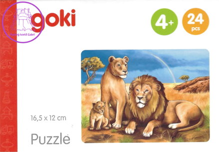 GOKI Dřevěné puzzle Africká zvířata: Lvi 24 dílků