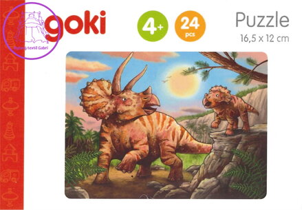 GOKI Dřevěné puzzle Dinosauři: Triceratops 24 dílků