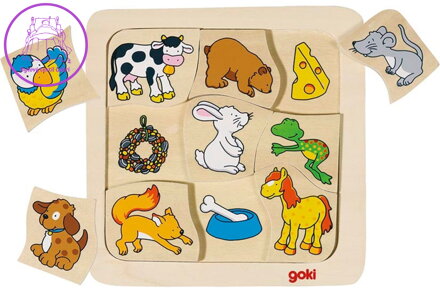GOKI Dřevěné puzzle Kdo jí co? 9 dílků
