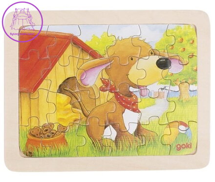 GOKI Dřevěné puzzle Pejsek 24 dílků