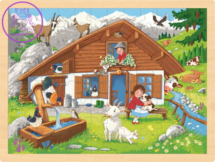 GOKI Dřevěné puzzle V Alpách 96 dílků