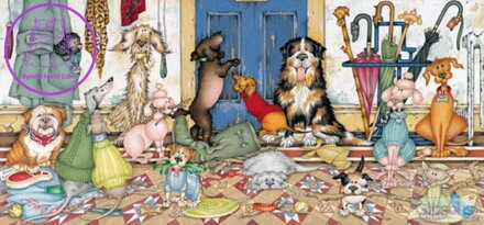 GIBSONS Panoramatické puzzle Venčení pejsků 636 dílků