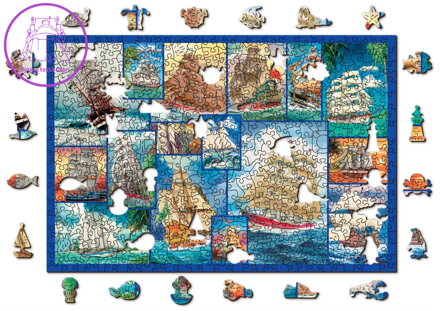 WOODEN CITY Dřevěné puzzle Plachetnice 2v1, 505 dílků EKO