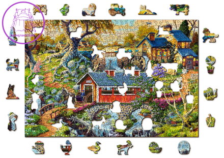 WOODEN CITY Dřevěné puzzle Venkovské mosty 2v1, 505 dílků EKO