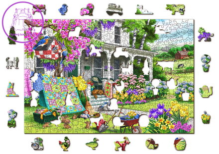 WOODEN CITY Dřevěné puzzle Venkovská zahrada 2v1, 505 dílků EKO