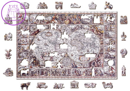 WOODEN CITY Dřevěné puzzle Mapa doby objevů 2v1, 505 dílků EKO