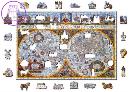 WOODEN CITY Dřevěné puzzle Antická mapa Nova Terrarum 2v1, 505 dílků EKO