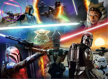 RAVENSBURGER Puzzle Star Wars - Mandalorian: Křížová palba XXL 300 dílků