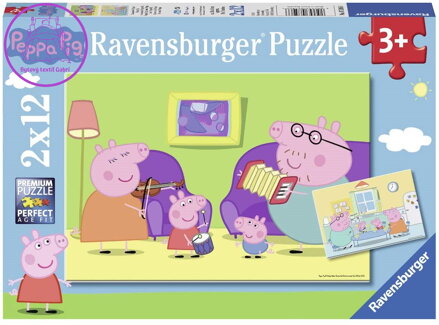 RAVENSBURGER Puzzle Prasátko Peppa: Doma 2x12 dílků