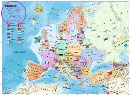RAVENSBURGER Puzzle Mapa Evropy XXL (francouzsky) 200 dílků