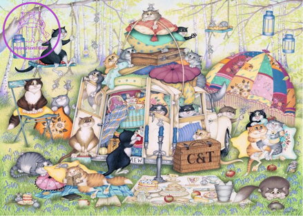 RAVENSBURGER Puzzle Crazy Cats: Líné letní odpoledne 1000 dílků