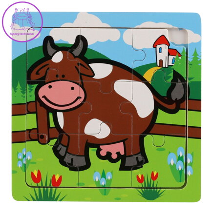 TEDDIES Dřevěné puzzle Moje první zvířátka: Kravička 9 dílků