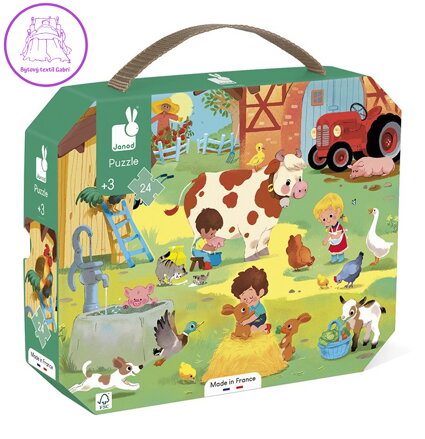 JANOD Puzzle v kufříku Den na farmě 24 dílků