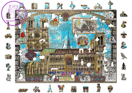 WOODEN CITY Dřevěné puzzle Katedrála Notre-Dame 2v1, 1010 dílků EKO