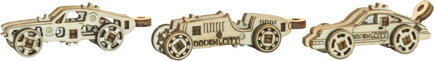 WOODEN CITY 3D puzzle mini sada Widgets: Sportovní auta 42 dílků