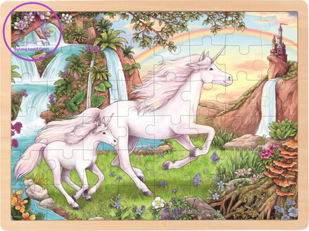 GOKI Dřevěné puzzle Jednorožec 48 dílků