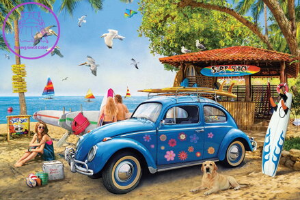 EUROGRAPHICS Puzzle VW Brouk a surfaři 1000 dílků