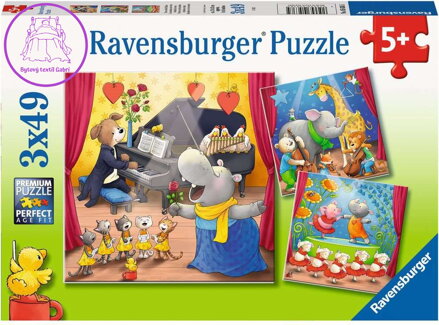 RAVENSBURGER Puzzle Zvířátka na pódiu 3x49 dílků