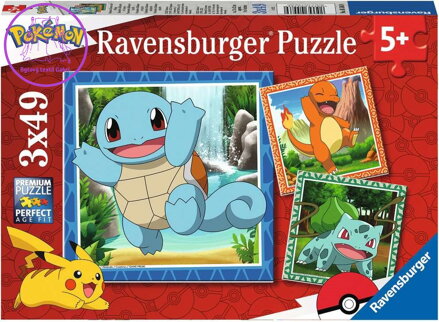 RAVENSBURGER Puzzle Vypusťte Pokémony 3x49 dílků