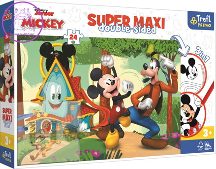 TREFL Oboustranné puzzle Mickeyho klubík SUPER MAXI 24 dílků