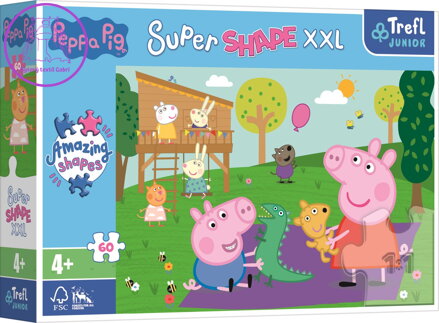 TREFL Puzzle Super Shape XXL Prasátko Pepina: Hraní s bráškou 60 dílků