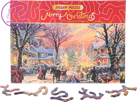 Puzzle Merry Christmas: Zasněžená ulice 468 dílků