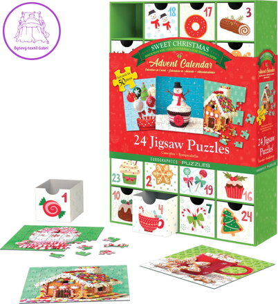 EUROGRAPHICS Puzzle Adventní kalendář: Sladké Vánoce 24x50 dílků