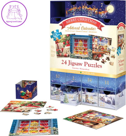 EUROGRAPHICS Puzzle Adventní kalendář: Veselé Vánoce 24x50 dílků