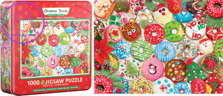 EUROGRAPHICS Puzzle v plechové krabičce Vánoční koblihy 1000 dílků