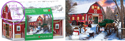 EUROGRAPHICS Puzzle v plechové krabičce Vánoce na farmě 550 dílků