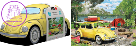 EUROGRAPHICS Puzzle v plechové krabičce Volkswagen Brouk v kempu 550 dílků
