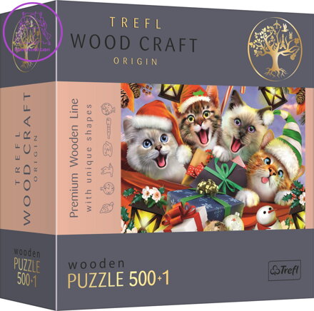 TREFL Wood Craft Origin puzzle Vánoční kočky 501 dílků