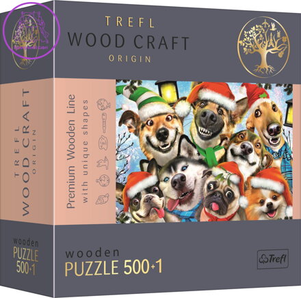 TREFL Wood Craft Origin puzzle Vánoční psi 501 dílků