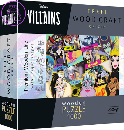 TREFL Wood Craft Origin puzzle Disney: Setkání záporáků 1000 dílků