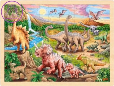 GOKI Dřevěné puzzle Dinosauří stezka 96 dílků