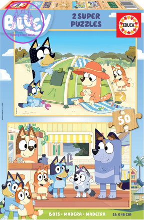 EDUCA Dřevěné puzzle Bluey 2x50 dílků