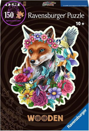 RAVENSBURGER Dřevěné obrysové puzzle Barevná liška 150 dílků