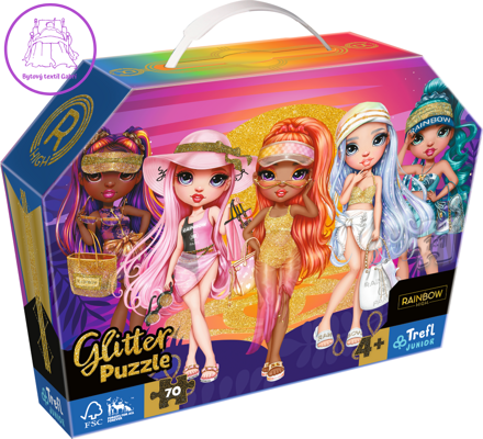 TREFL Třpytivé Glitter puzzle v kufříku Rainbow High 70 dílků