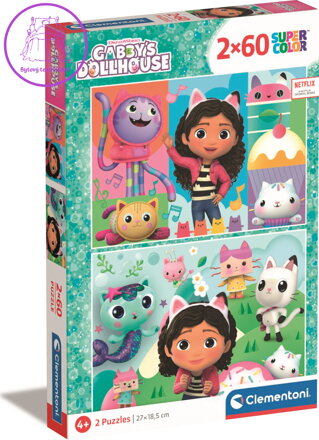 CLEMENTONI Puzzle Gábinin kouzelný domek 2x60 dílků
