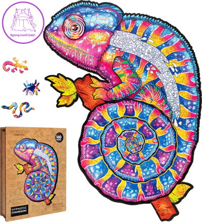 PUZZLER Dřevěné puzzle Hypnotický chameleon 160 dílků