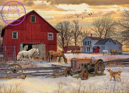 COBBLE HILL Puzzle Zima na farmě 1000 dílků
