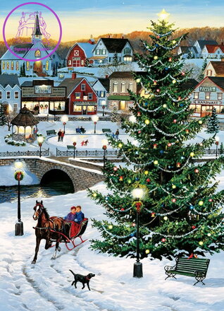 COBBLE HILL Puzzle Vánoční strom na vesnici 1000 dílků